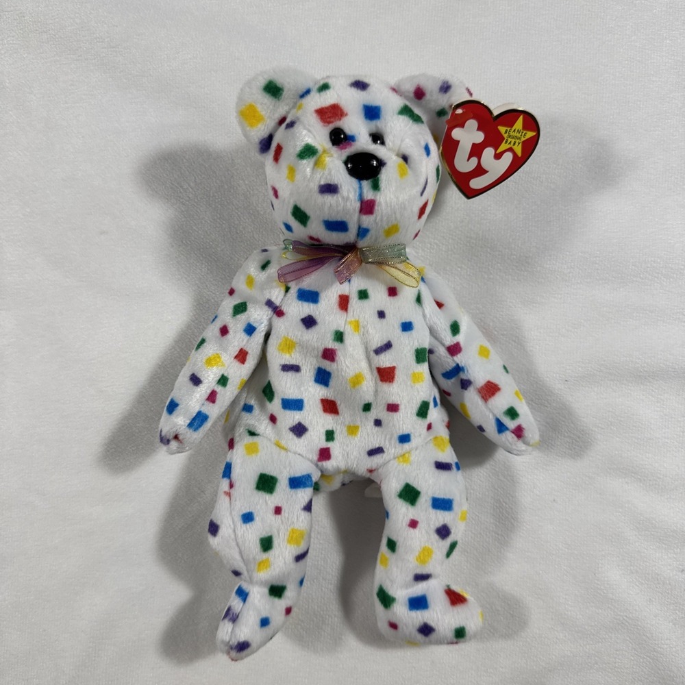 Ty 2K Beanie Baby Bear Plush‎ Toy Confetti Squares January 1 2000